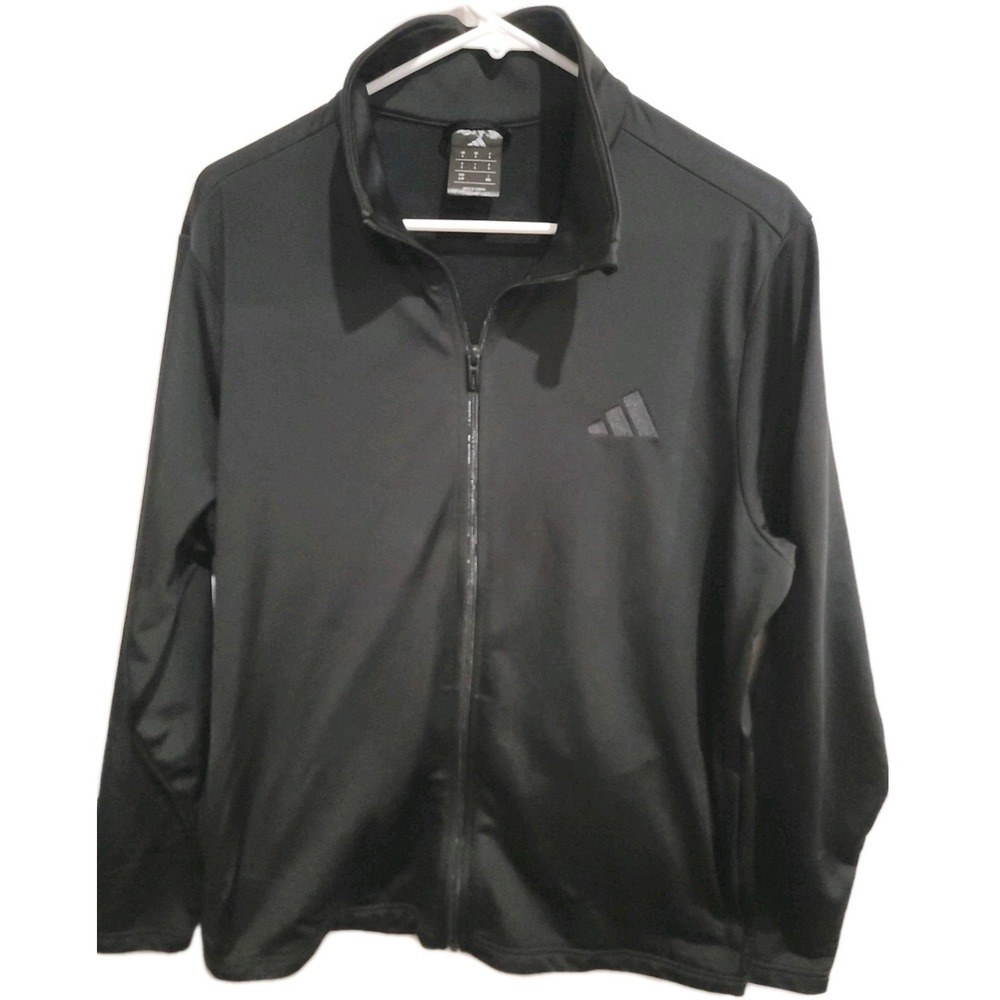 adidas Jacket L Men Black Full Zip Tricot Track Jacket Zip Pockets‎ KD3632 Large